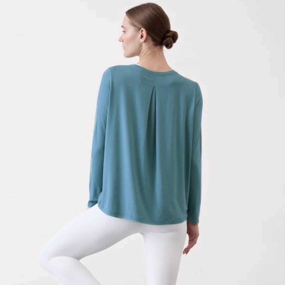 Athleta Long Sleeve Teal Blue Active Top